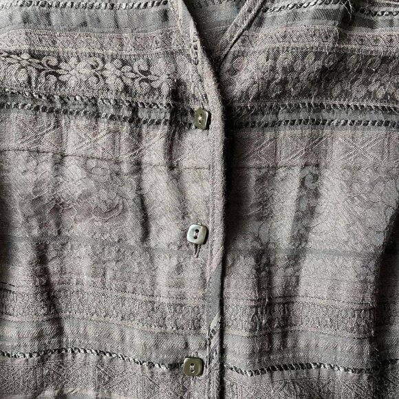 Vintage Talbots Brown Floral Button Up Top – Size 10 / Y2K Preppy Retro - Picture 3 of 7